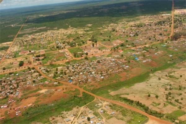 Aerial view of Moxico Angola, site of fistula education and outreach efforts